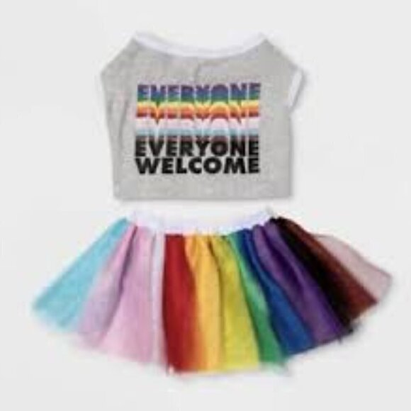 Pet Costume Target Welcome Everyone Pride Dog & Cat Tutu Skirt and Cropped Tank - Picture 1 of 10